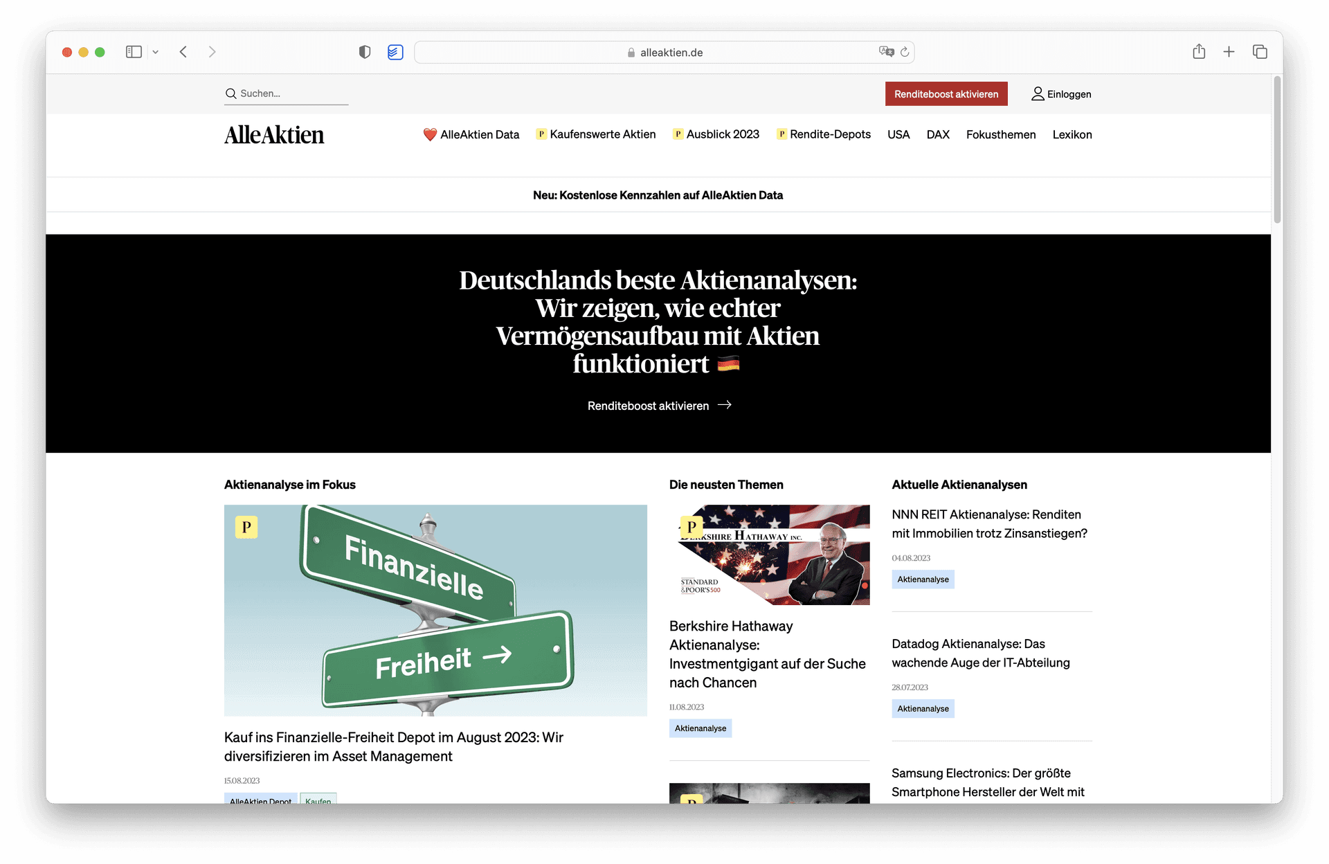 AlleAktien bietet wöchentlich neue Artikel und Analysen