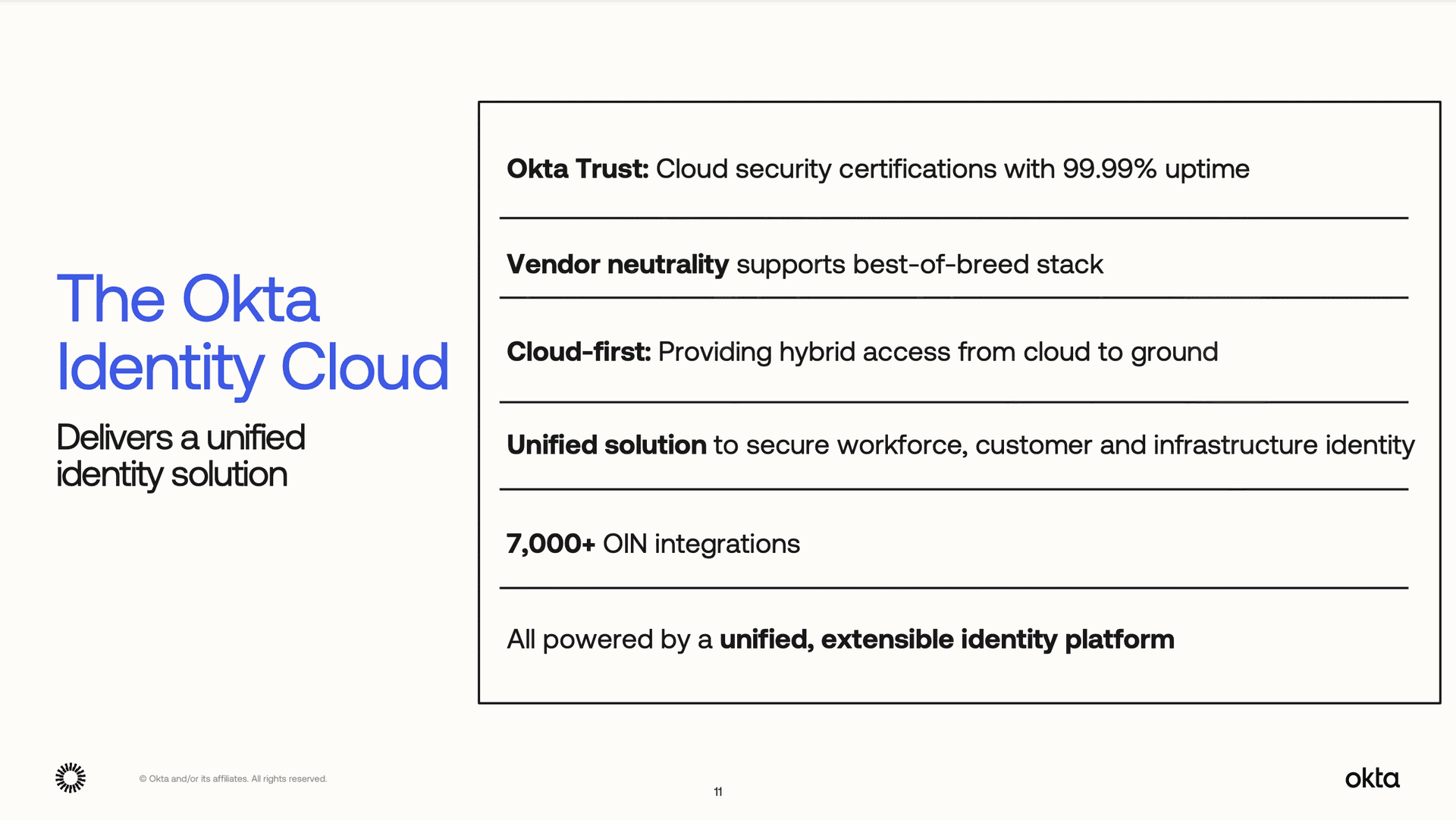 Okta ist an mehr als 7.000 andere Software-Tools angebunden, in welche man sich mit Okta-Login einloggen kann. Ein Firmenlogin zu 7.000 Software-Tools. Alles zentral und online-remote handhabbar. Spart Zeit und steigert die Sicherheit drastisch.